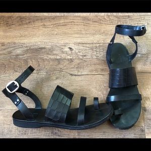 RAG & BONE “Chartan” Black Leather Sandals, 38